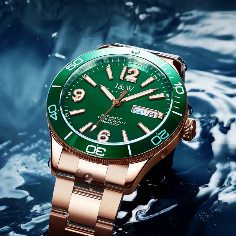 Дешево Часы наручные автоматические I & W NH36 мужские, спортивные брендовые механические с сапфировым стеклом, Водонепроницаемость 100 м, Япония, 2020