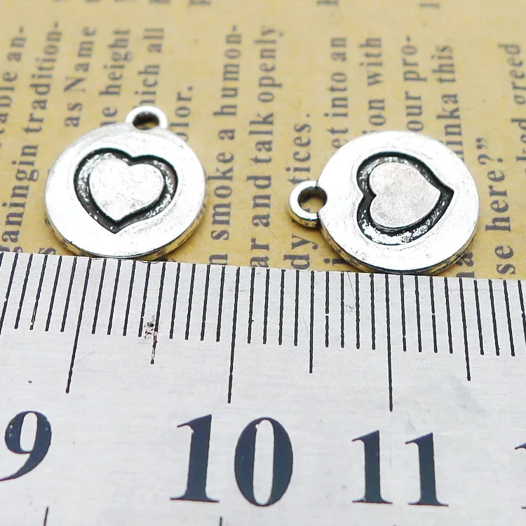 

20 Pieces 12*14mm Newest Style Alloy Antique Silver Color Heart Round Charms Pendant Accessory For DIY Jewelry Making