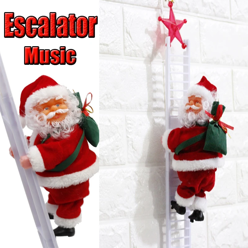 Escalera de escalada el&eacute;ctrica para Navidad, adornos navide&ntilde;os de Pap&aacute; Noel, decoraci&oacute;n colgante para &aacute;rbol de Navidad con m&uacute;sica, juguetes para ni&ntilde;os, regalos 2022-0