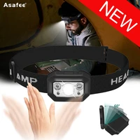 asafee built in battery camping powerful led flashlight usb rechargeable head torch 18 lighting modes waterproof head lamp