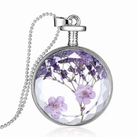 2020 retro lavender pendant necklaces for women dried flower specimen necklace neck chain collier mujer jewelry accesories gifts