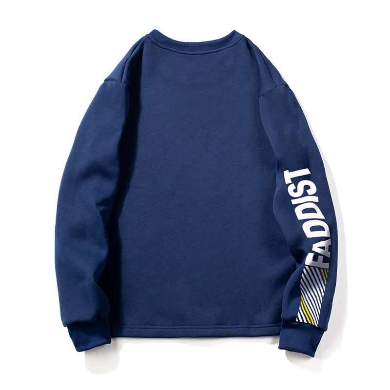 

Men's Hoodies Autumn and Winter Round Neck Pullover Male Hoodies Letter Diagonal Print Plus Cashmere Casual Man Hoodies