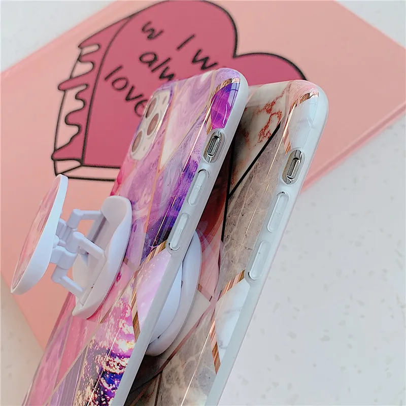 Holder Stand Marble Case For Huawei Mate 30 20 P30 Lite Pro Back Cover Luxury Plating IMD Silicone Phone Coque Skin |