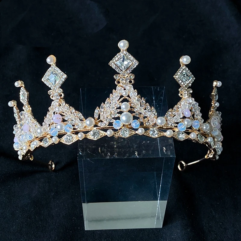 

2020 European Elegant Gold Crystal Queen Big Crown Bridal Headdress Wedding Dress Accessories Crown