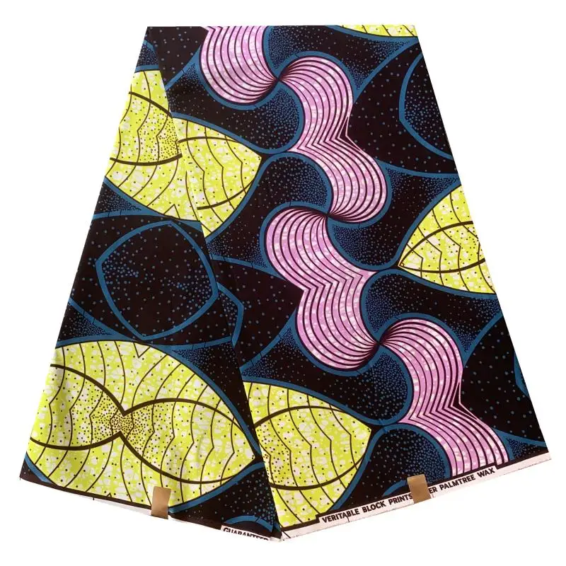 

african wax fabric 6yard cotton Nigerian Ankara wax High Quality Real Wax Print Fabric pagne wax for wedding dresses