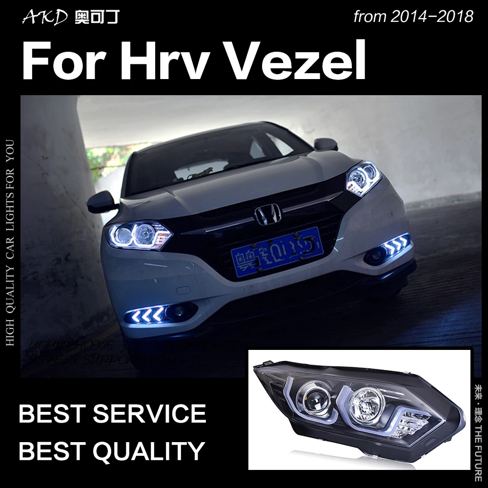 AKD автомобильный Стайлинг фары головного света для 2016up HRV Vezel светодиодный ные DRL