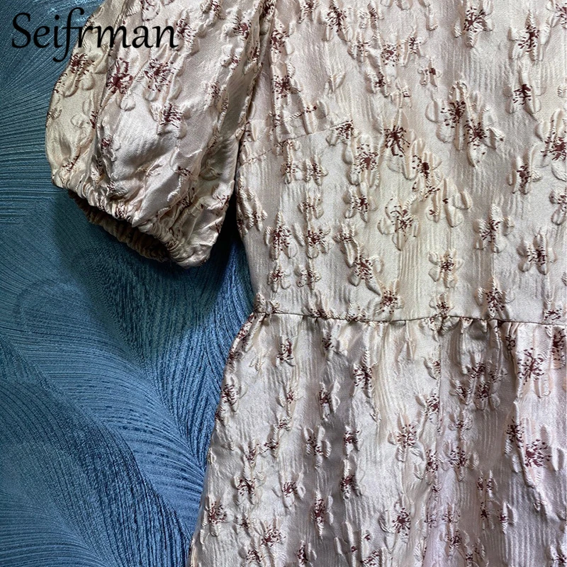 

Seifrmann Summer Women Fashion RunwayParty Short Dress Sexy Backless Bow High Waist Printed Ladies A-Line Dresses Vestidos 2021