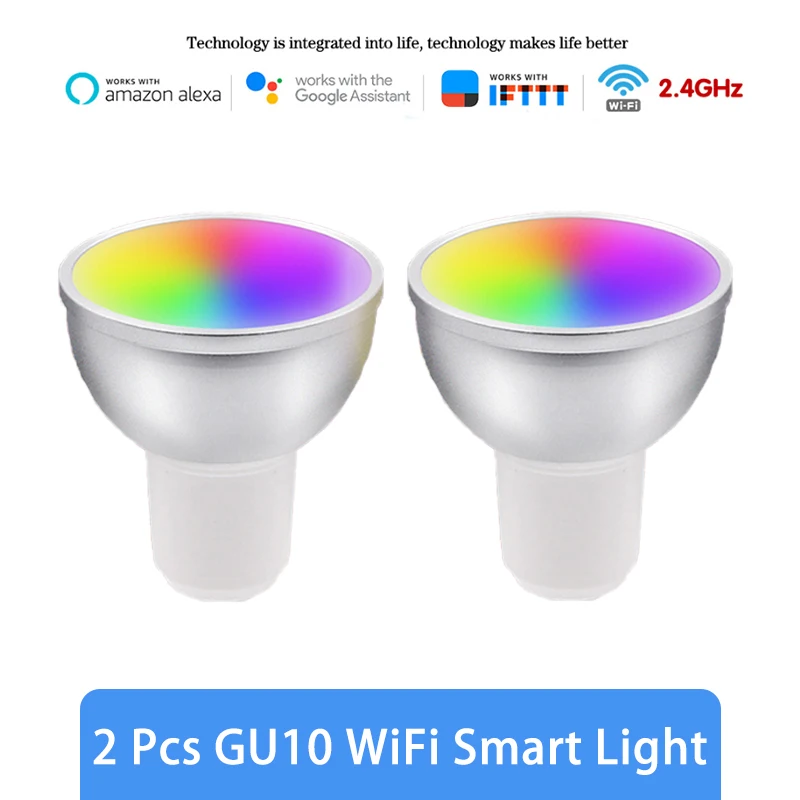 

GU10 5w RGB+CW 2700-6500K Spotlight WiFi Smart Light Bulb Smart Bulb App Remote Control RGB Light Lamp For Alexa Google Home