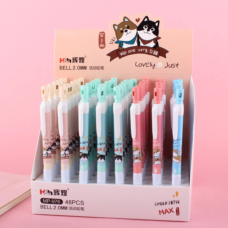 

48 pcs/lot 2.0mm Cute Shiba Dog Mechanical Pencil Creative Automatic Pen stationery gift School writing Supplies