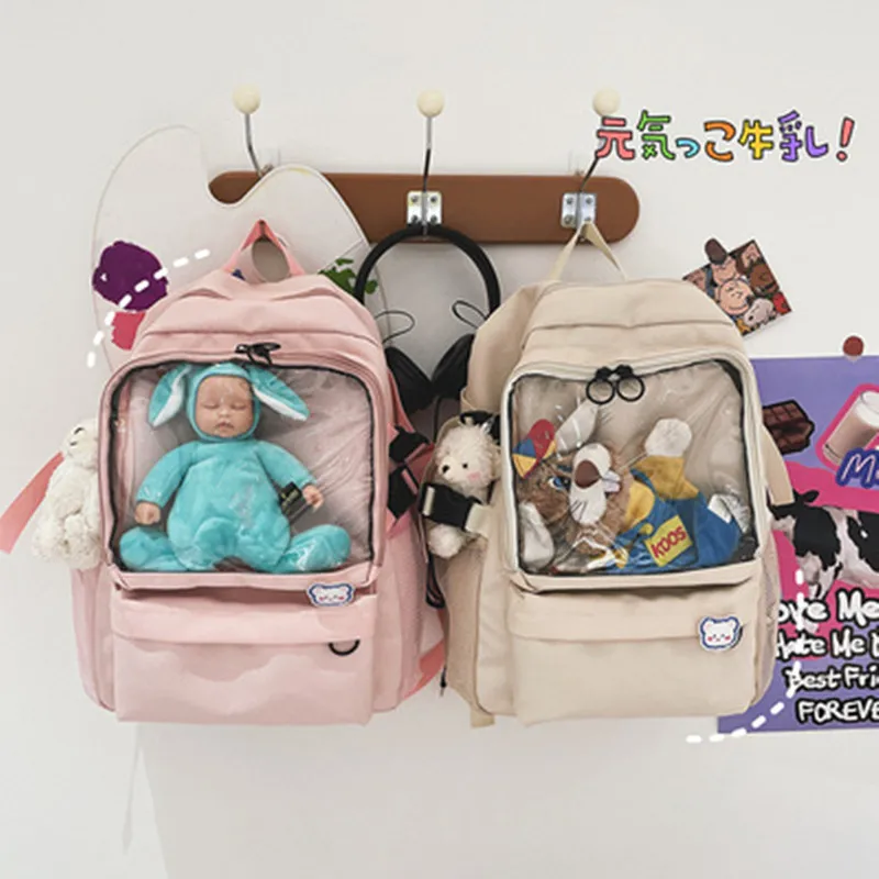 

Новинка 2021, мягкий прозрачный рюкзак для девушек в японском стиле аниме с милым рисунком из мультфильма «сделай сам»