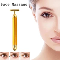 24k gold facial vibrating slimming skin massager roller beauty stick pulse firming face massage lift tightening wrinkle bar