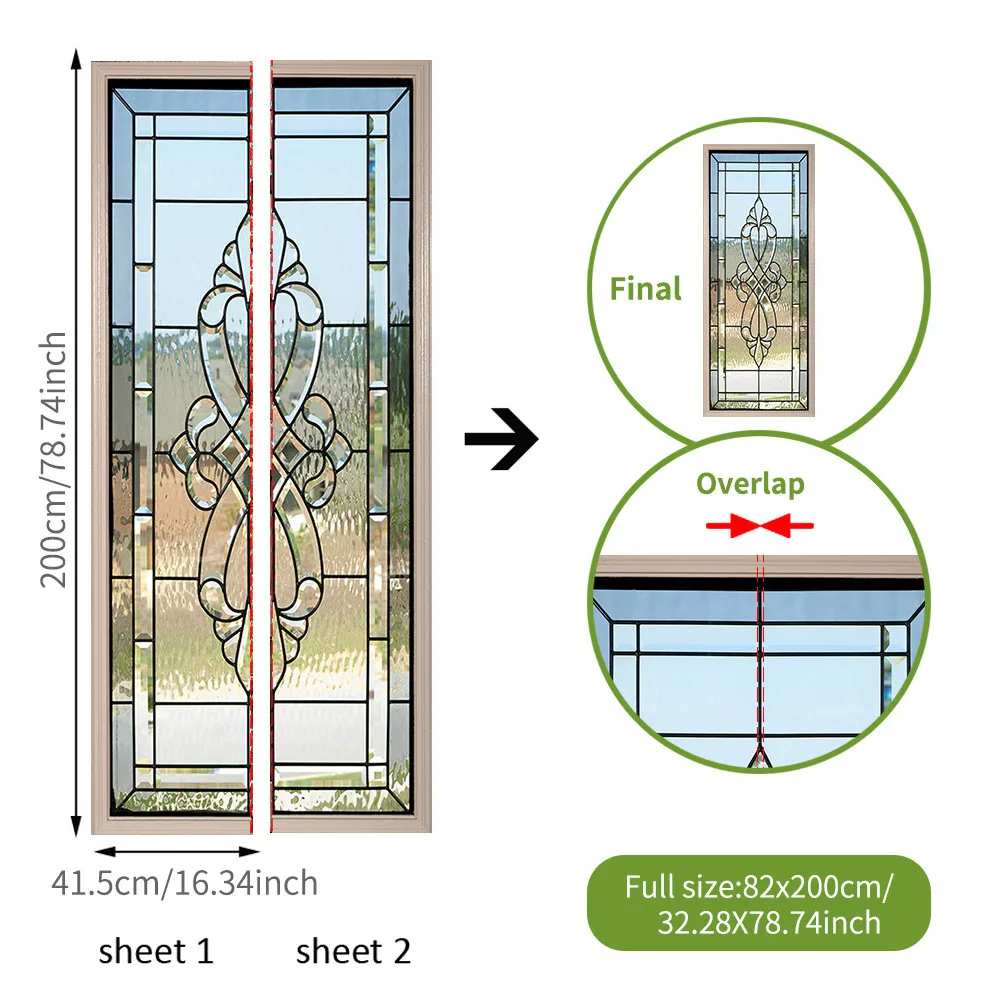 Витражный плакат с имитацией наклейки для стеклянных дверей водонепроницаемый
