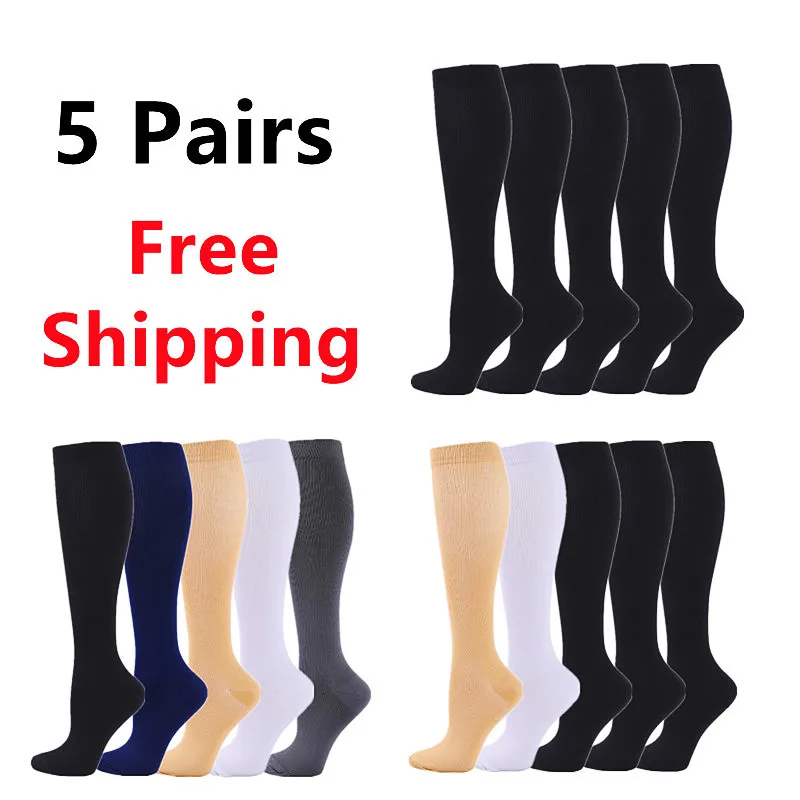 5 Pair/Pack Compression Socks Men Running Sport Socks Knee High 30 MmHg Medical Edema Varicose Veins Women Compression Stocking