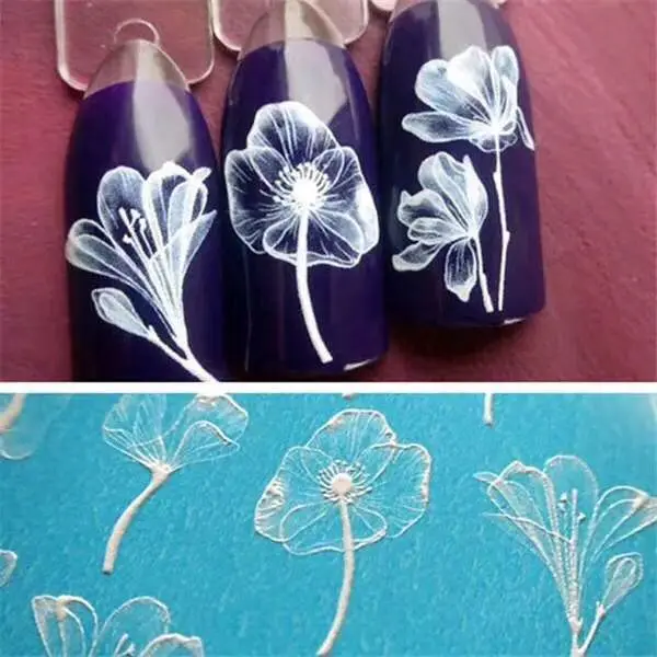 

3D New Acrylic Carving Nail Stick Black and White Water Decal Experiential Nail Polish Decal