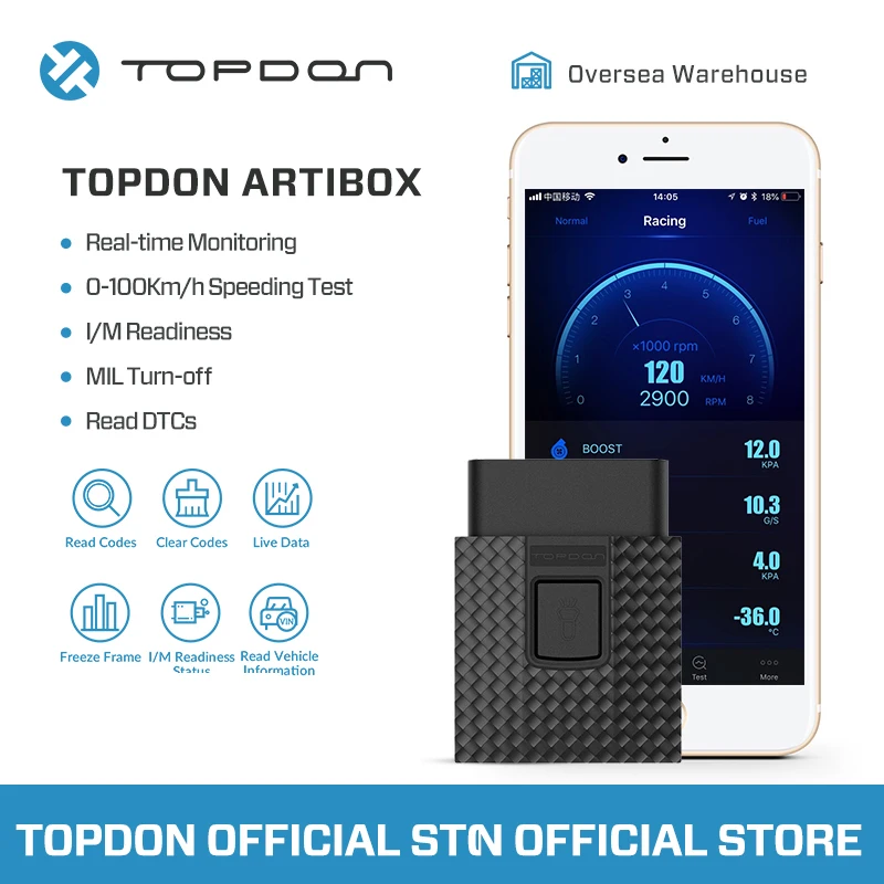 TOPDON ArtiBox автомобильный диагностический инструмент OBDII разъем OBD2 сканер программного обеспечения MIL ELM327 профессиональный автомобильный считыватель кодов неисправностей
