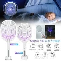 2 in 1 bug zapper electric fly swatter mosquito killing lamp rechargeable safe mosquito swatter racket for home outdoor summer