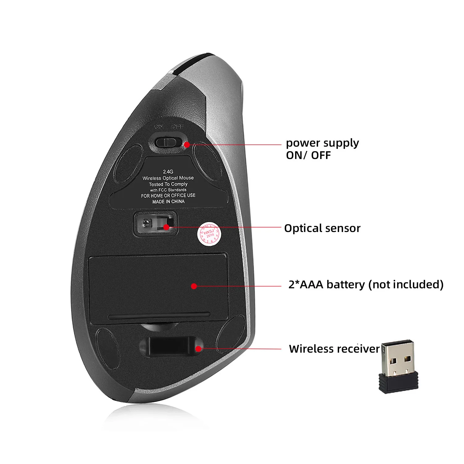 

RGB Ergonomic Vertical Mouse 6 Buttons 4000 DPI Optical Computer Mouse With Removable Palm Rest For PC Laptop
