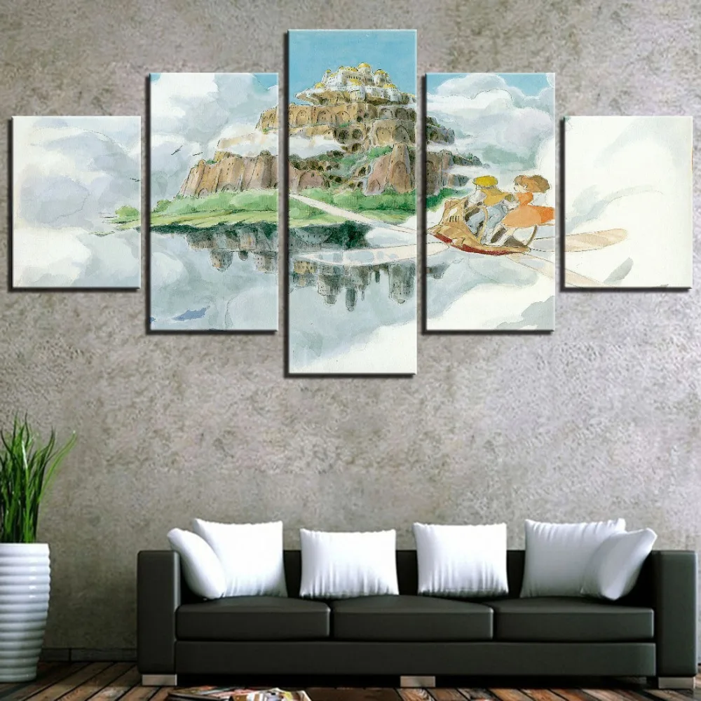 

5 Pieces Sky Island Canvas Oil Boy And Girl Posters Movie Abstract Art For Home Room Decor Kid Framework Anime Modular