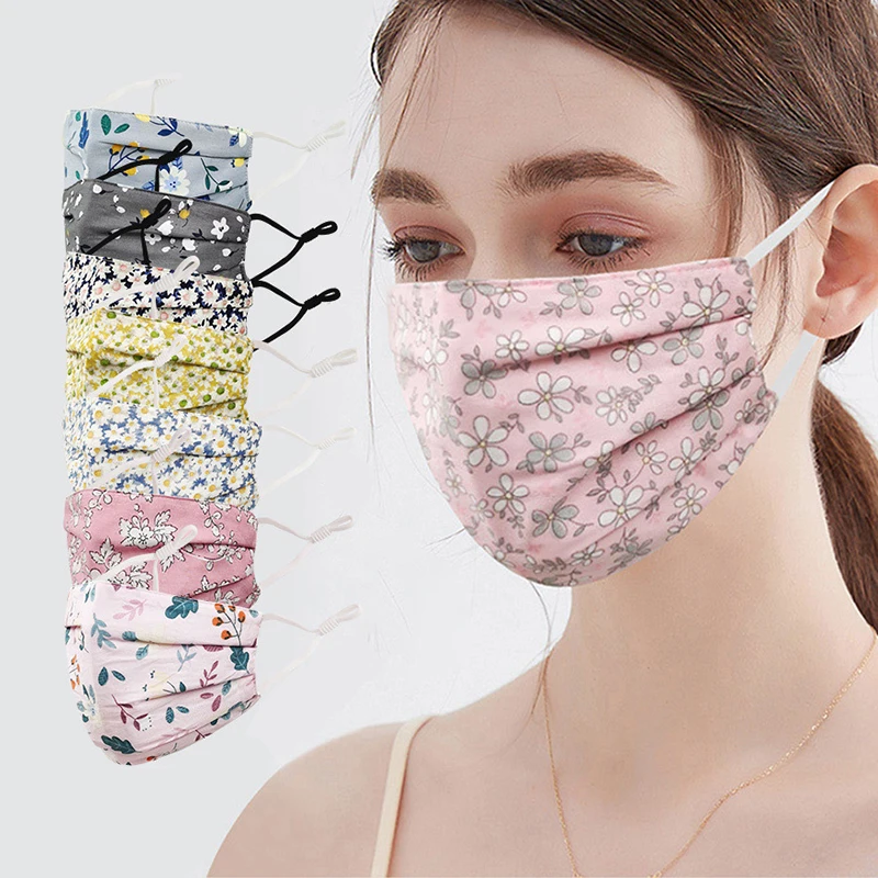 Маска для лица с винтажным цветочным принтом женская стирающаяся из дышащего