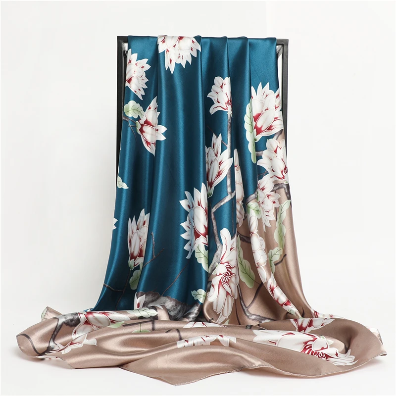 

2021 Silk Square Scarf Lady Hair Band Fashion Female Hijab Headkerchief Women Bandana Print Shawl And Wraps New