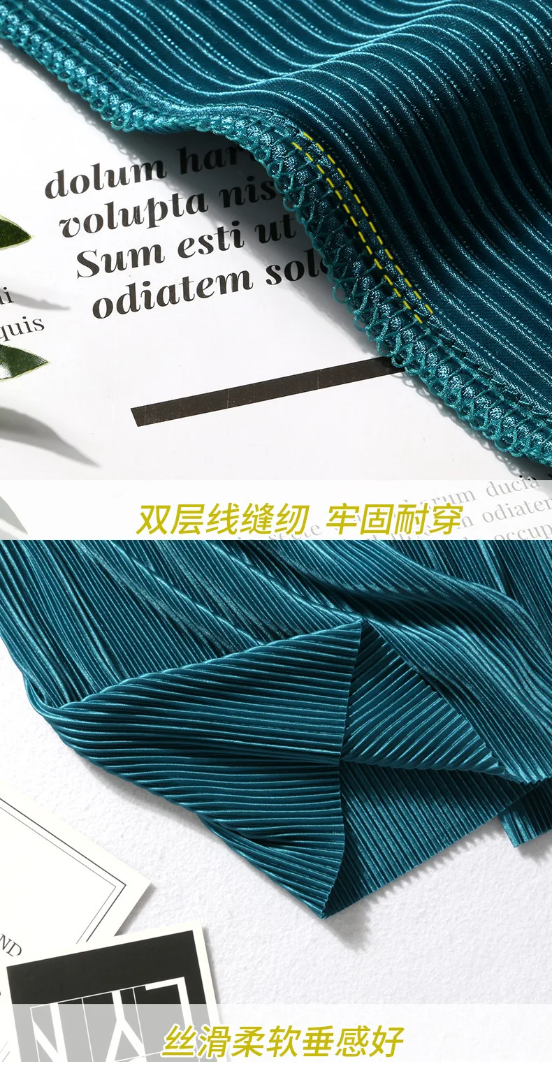 

Summer Black Beige Fashion Casual Pant Women High Waist Wide Leg Trousers Pleated Loose Capri Women's Pants 2021