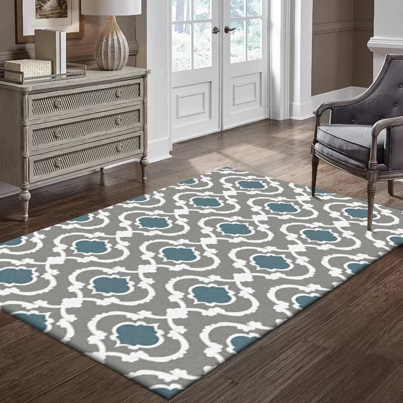 Современный серый желтый белый ковер большого размера с геометрическим узором