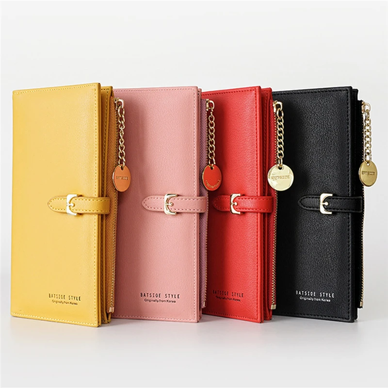 

Women's Wallet Pure Color PU High-quality Ladies Clutch Large Capacity Sweet And Beautiful Passport ID Bag Wrist Bag Purse