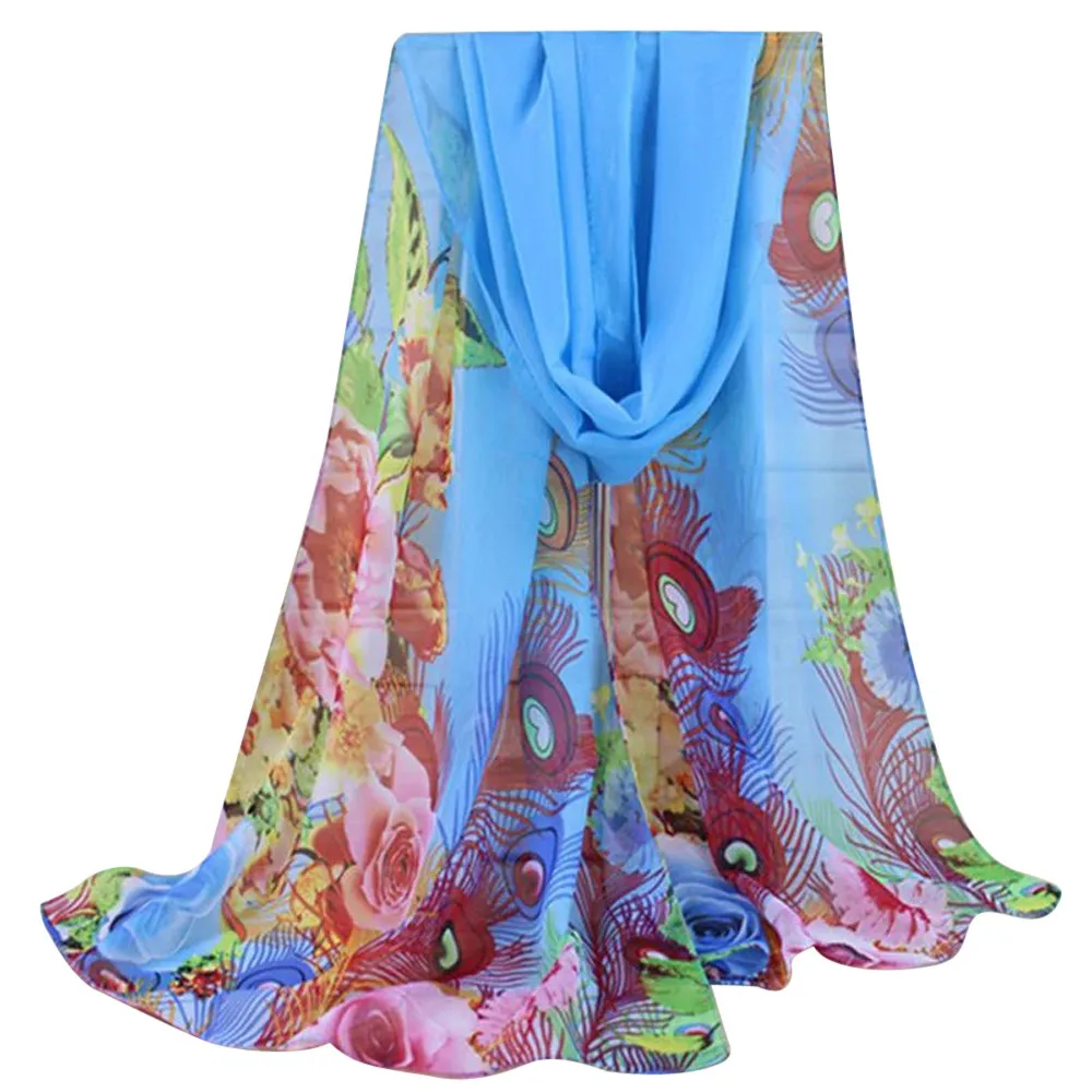 

Женский шифоновый шарф с цветочным принтом