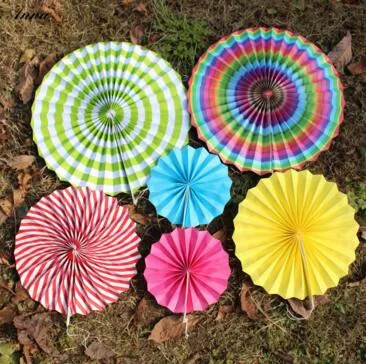 6 шт. Разноцветные бумажные вееророзетки фоновая Бумажная гирлянда на колесиках