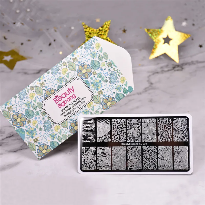 BeautyBigBang пластины для штамповки ногтей 6*12 см, винтажный шаблон из нержавеющей стали, Ретро стиль, кружева, цветы, лист, тема для дизайна ногтей, штамповка