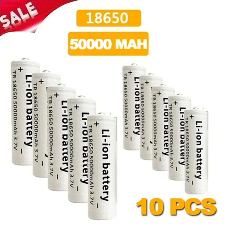 

100% Original High Quality 50000mah Large Capacity 18650 Rechargeable Battery 3.7V 18650 Flashlight Rechargeable Battery