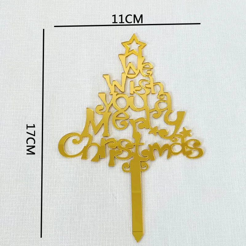 

1pc Creative Merry Christmas Cake Flag Topper Acrylic Cake Card Inserting Party Cake Decoration Christmas Party Supplies