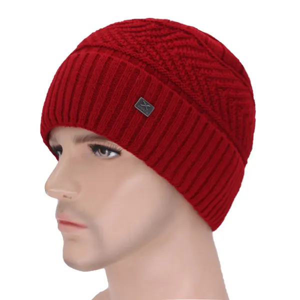 wine red hat Бренд Skullies Beanies мужские зимние шапки для мужчин шарф вязаная шапка Кепка, зимняя шапка Beany мужская Homme X Gorro береты-кепки - Цвет: wine red hat