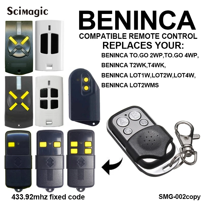 Заменяет ваш пульт дистанционного управления Beninca на. GO 2WP/TO.GO