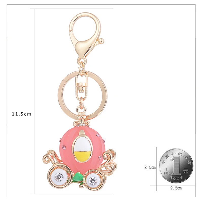 Lovely Cinderella Pumpkin Carriage Car Creative Crystal Keyring Charm Pendant Purse Bag Keychain Key Chain Ring | Украшения и