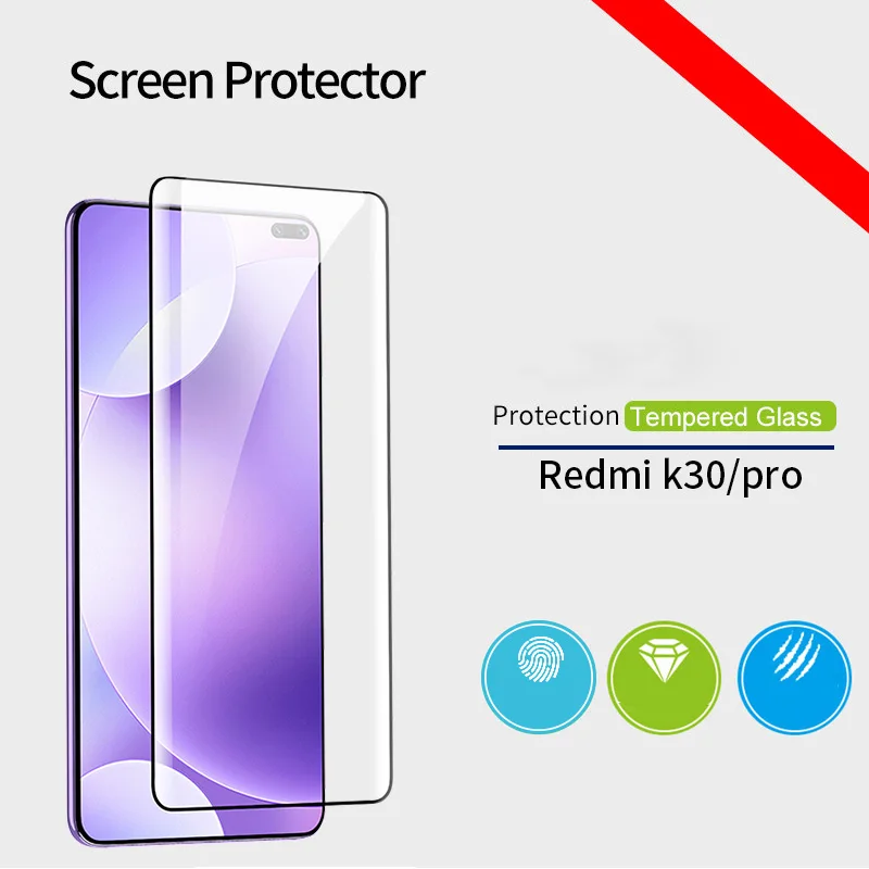 Полностью закрывающее стекло для xiaomi redmi k30 закаленное 9H премиум класса Защита