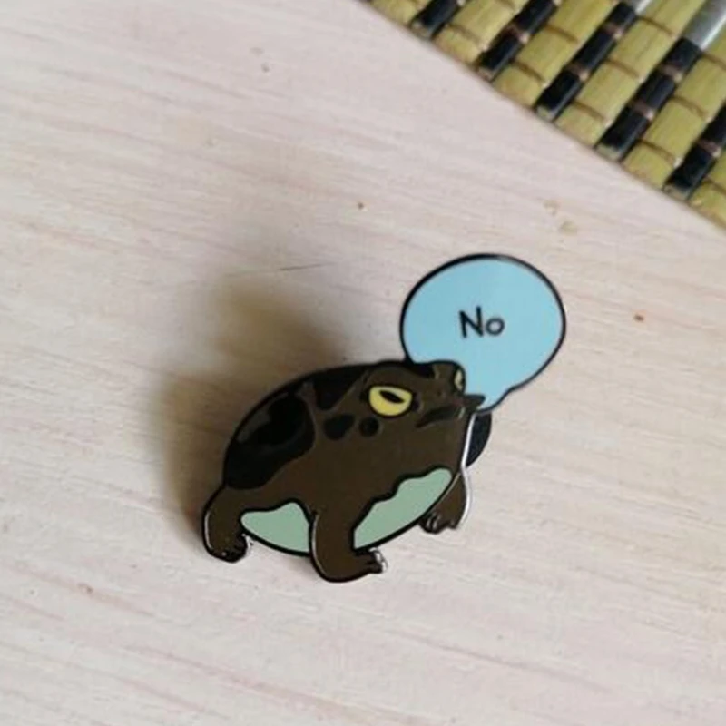 

D2TD Cartoon Frog Pin Badge Cute Amphibians Funny ''No'' Toad Brooch Jewelry Accessories for Bags Clothes Decoration