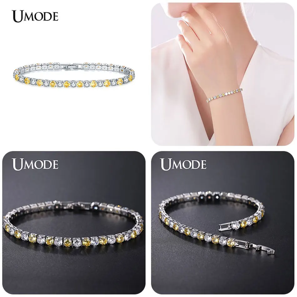 UMODE, 5 цветов, Теннисный браслет и браслеты с кубическим цирконием для женщин, рождественские подарки, Новые Модные женские ювелирные изделия, Pulseras Mujer UB0097
