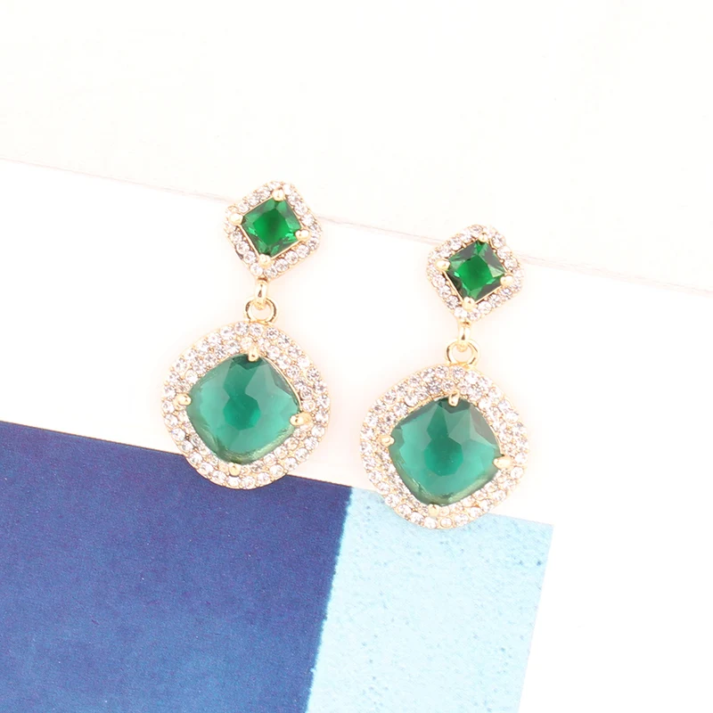 LUBOV 2019 Новые Модные Разноцветные квадратные циркониевые висячие серьги-подвески