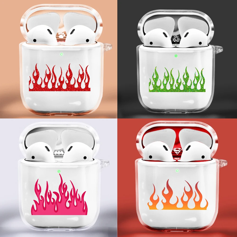 

Flame green red Earphone Case for Apple AirPods Case Silicone Transparent Protective Cover for Airpods Accessories Charging Box