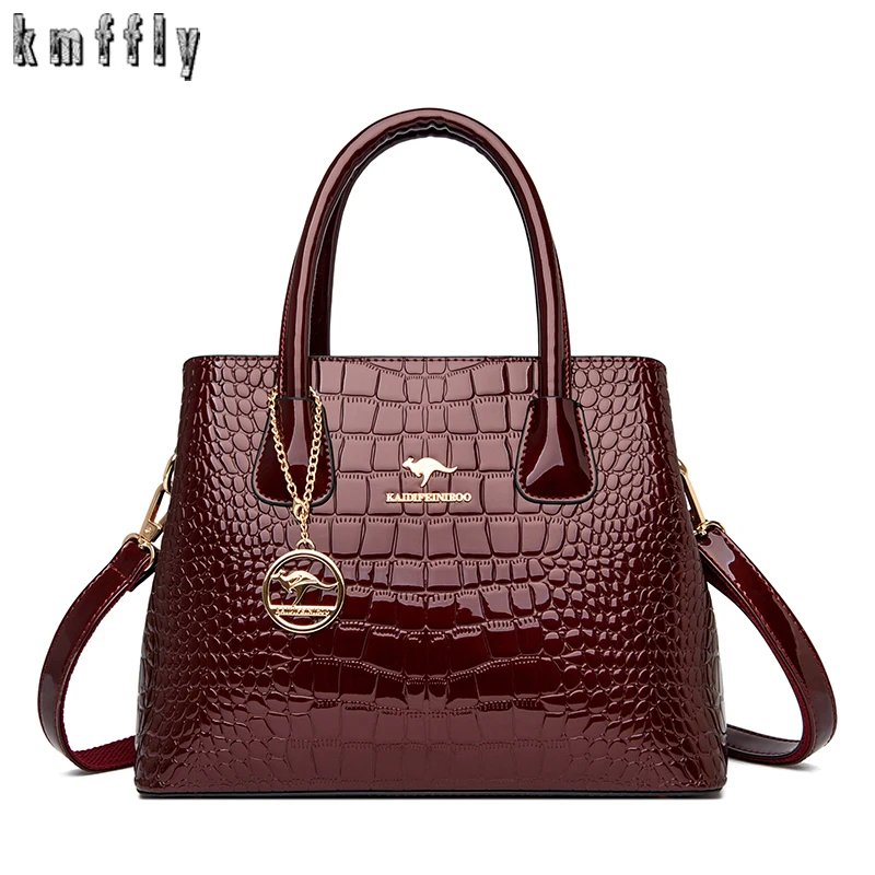 

Luxury Patent Leather Crossbody Bags Women Crocodile Pattern Sac 2021 Large Capacity Ladies Shoulder Tote Bags Designer Purse