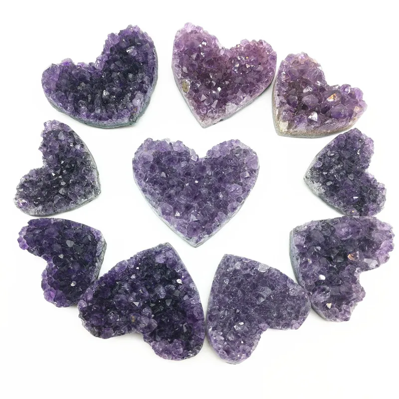 Оптовая продажа необработанных Уругвай В форме сердечка аметистовый