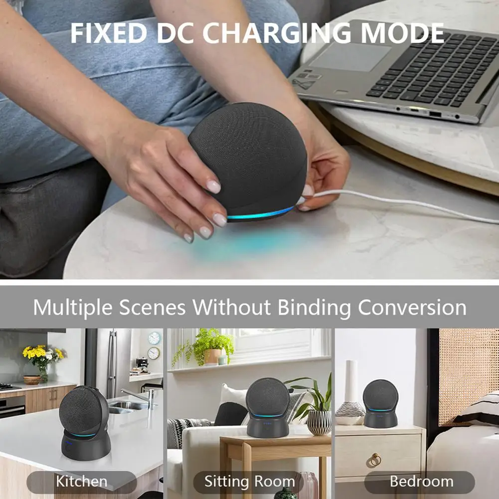 

Portable Battery Base For Echo Dot 4 Wireless Charger Base Portable Power Bank Mounting Bracket Docking Station Rechargeable