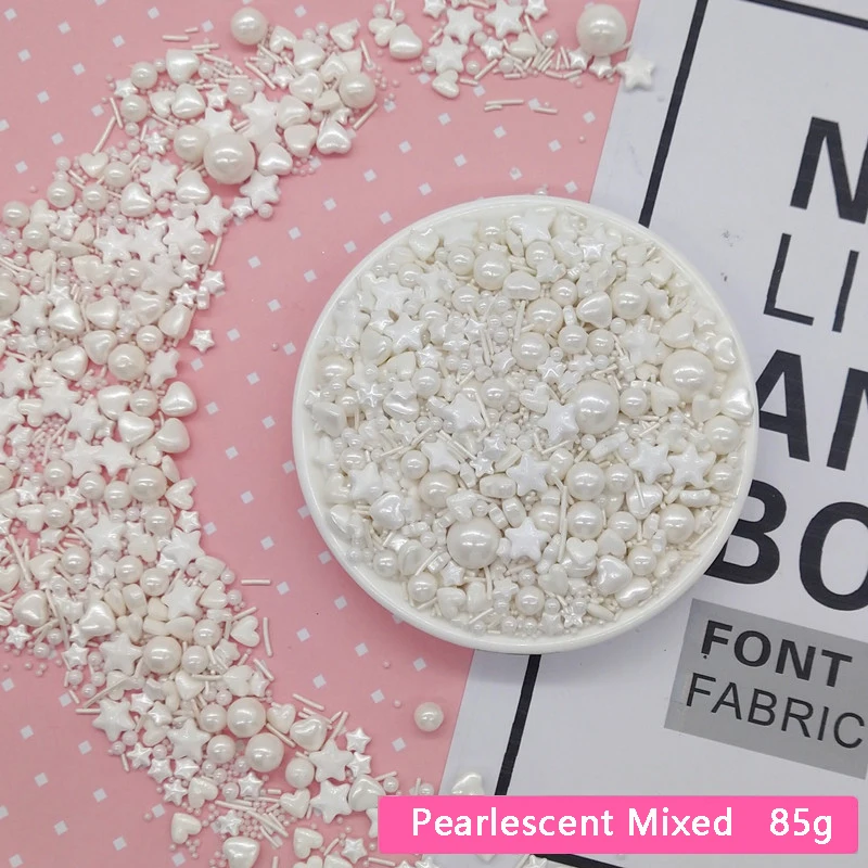 

85g Round Edible White Pearl Sugar Beads Cake Decoration DIY Sprinkles Cake Baking Fondant Sugar Chocolate Candy Clay