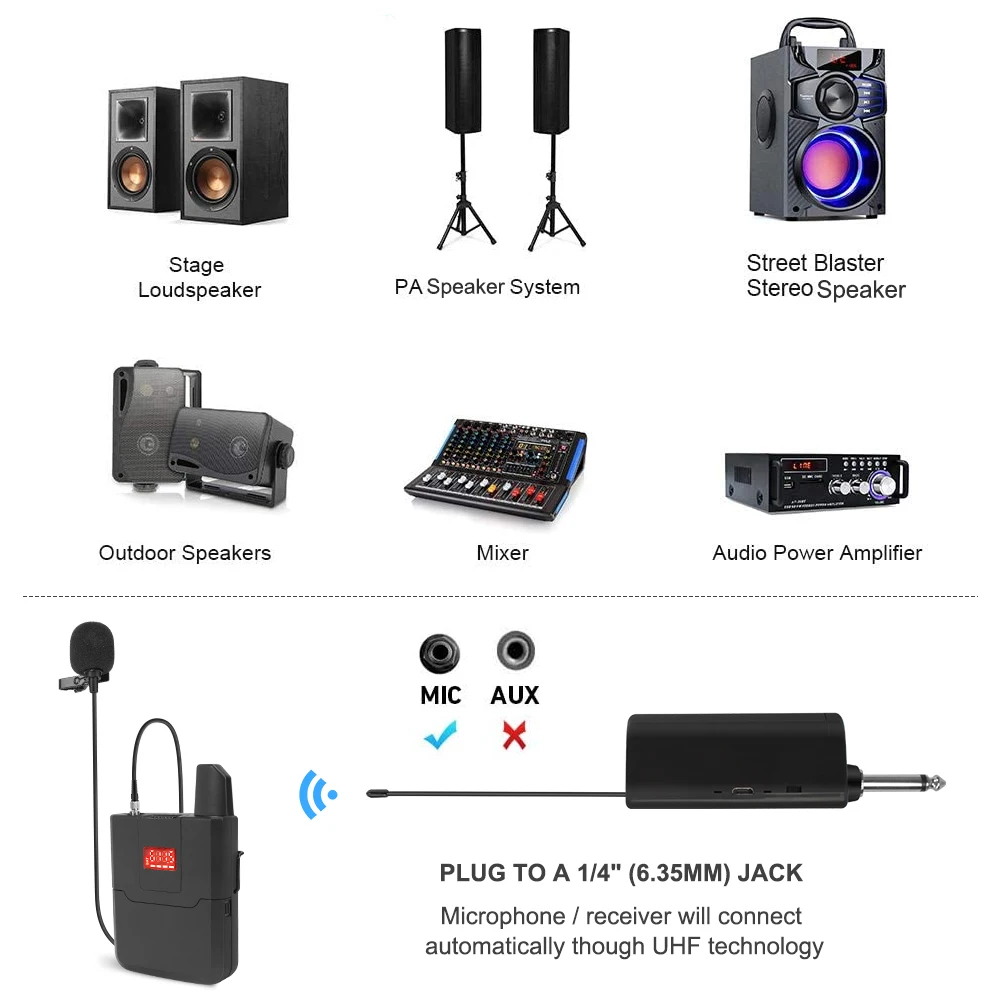 Двойная беспроводная гарнитура УВЧ петличная микрофонная система микрофон на