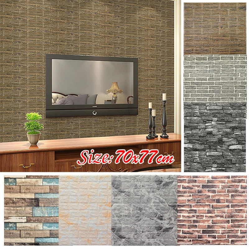 

3D Brick Wall Sticker DIY Wallpaper for Living Room Bedroom TV Wall Waterproof Self-Adhesive Foam Plastic Wall Stickers 2021 New