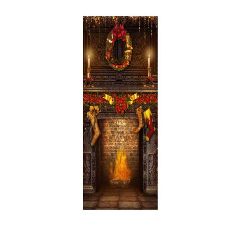 

77cm/90cm Christmas Decoration 3D Wall Stickers Snowman Santa Claus Xmas Tree Pattern Waterproof Door Stickers