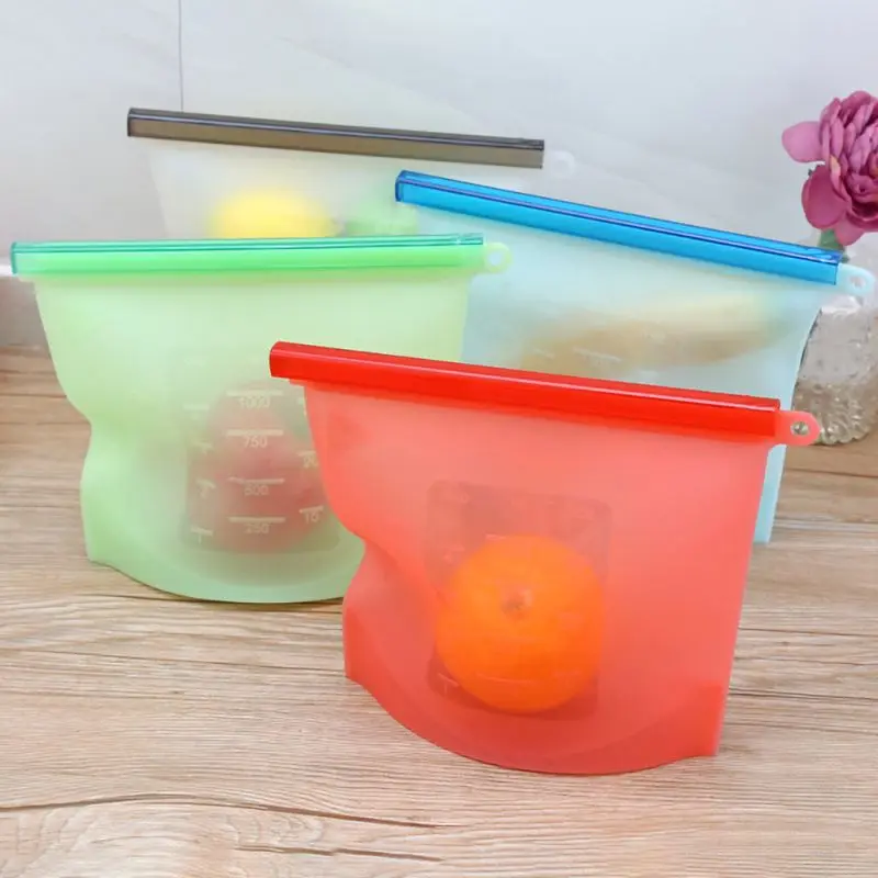 

Reusable Food Storage Bag Upgrade Leakproof Top Stand Up Sandwich Ziplock Silicone Refrigerator Food Preservation Bag 12