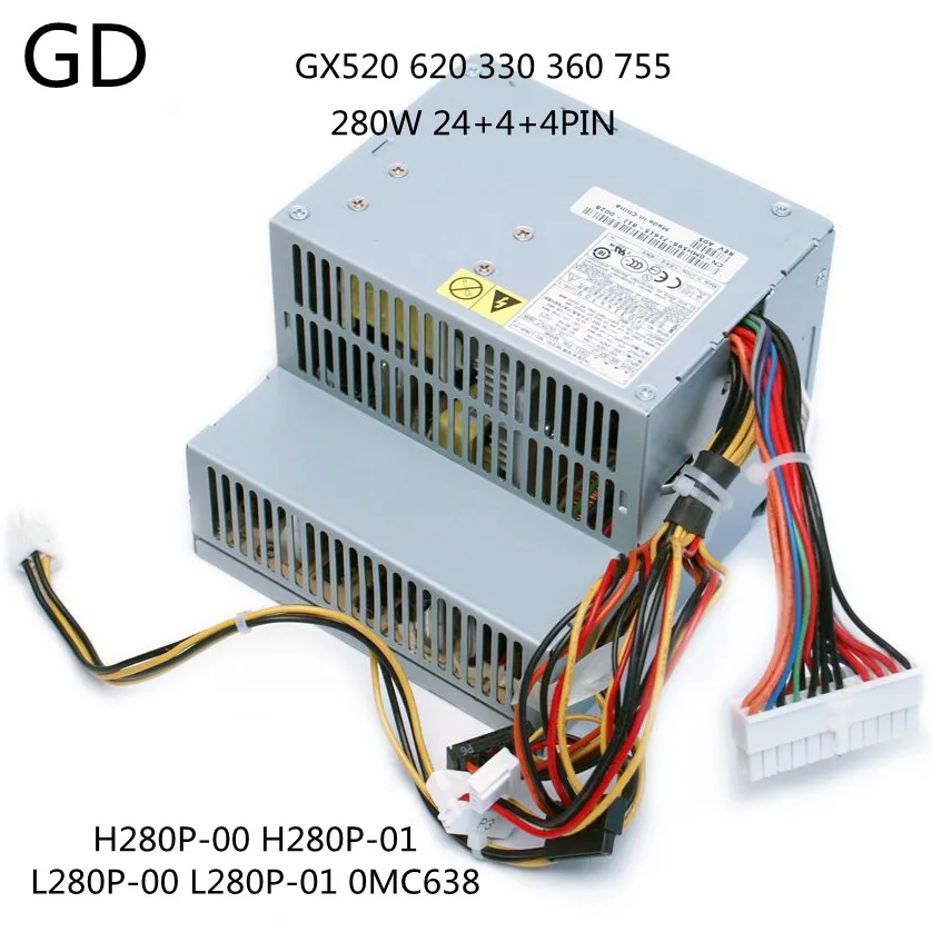 GD для DELL OptiPlex GX520 620 330 360 755 280 H280P 00 01 L280P 0 mc638 24 + 4 контакта|Блоки питания компьютеров|