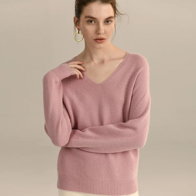 100% шерсть бесшовный вязаный свитер 3 цвета свободный женский простой дизайн